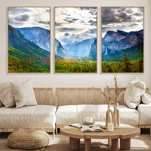 Yosemite Park Half Dome 3 Panel Canvas Print | Large Giclée