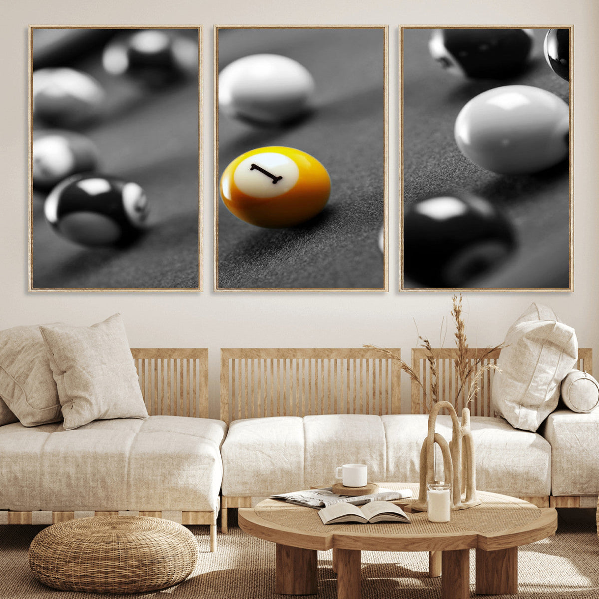 Wall Art Pool Table and Balls Canvas Print