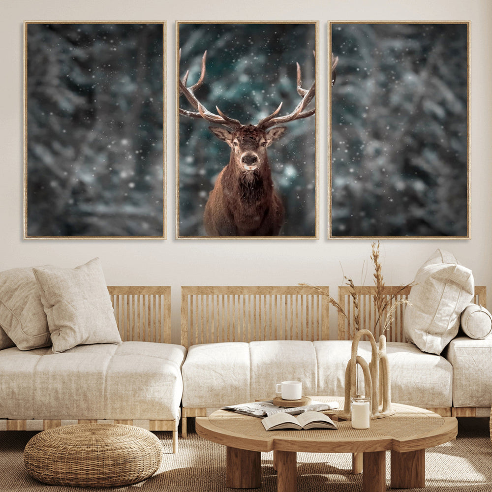 Wall Art Deer Art Animal Canvas, Framed Wall Art Deer Canvas