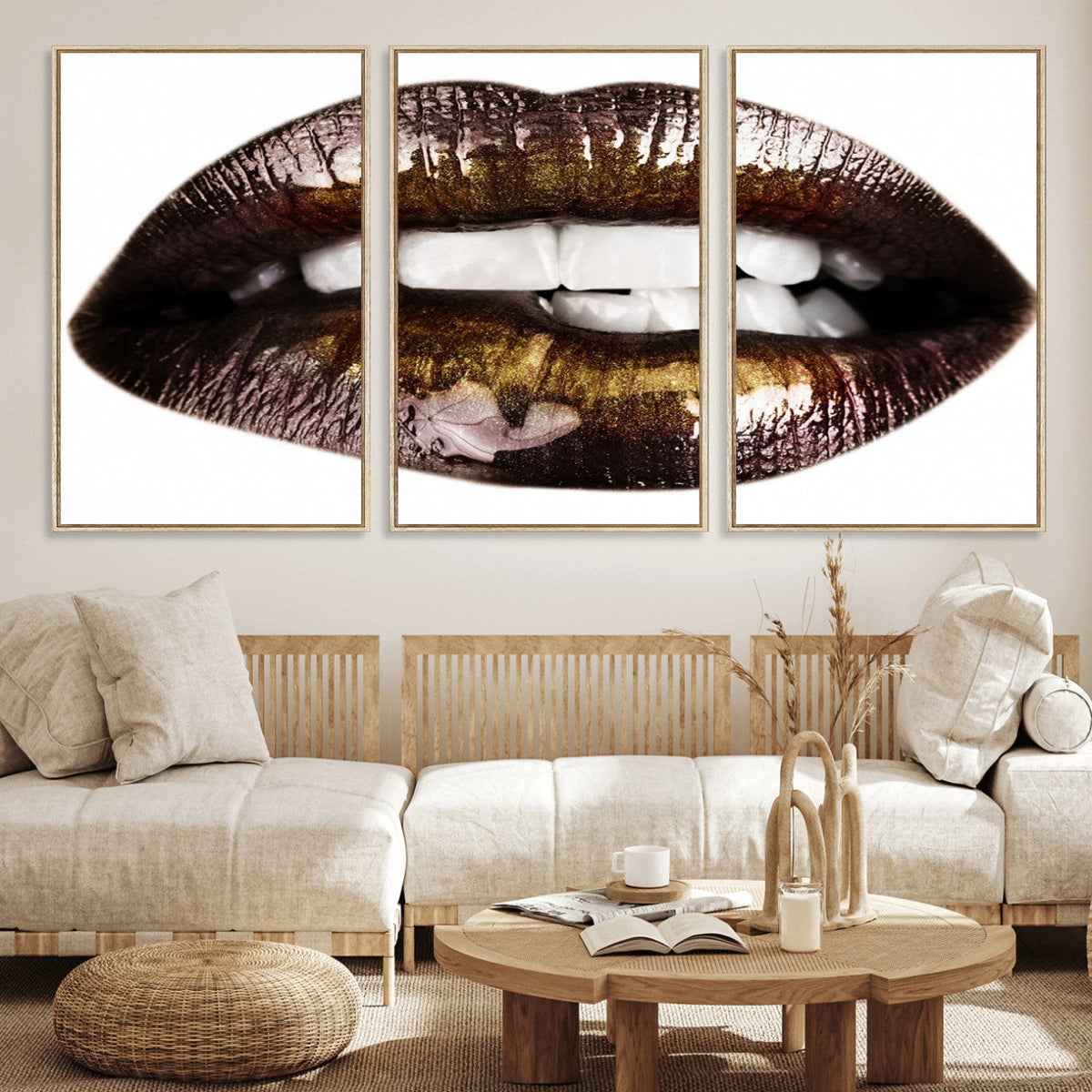 Close Up Lips Wall Art Canvas Print