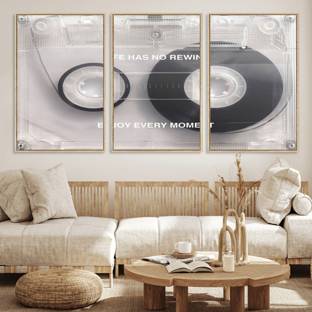 Vintage Cassette Tape Canvas Wall Art - Inspirational 'Life