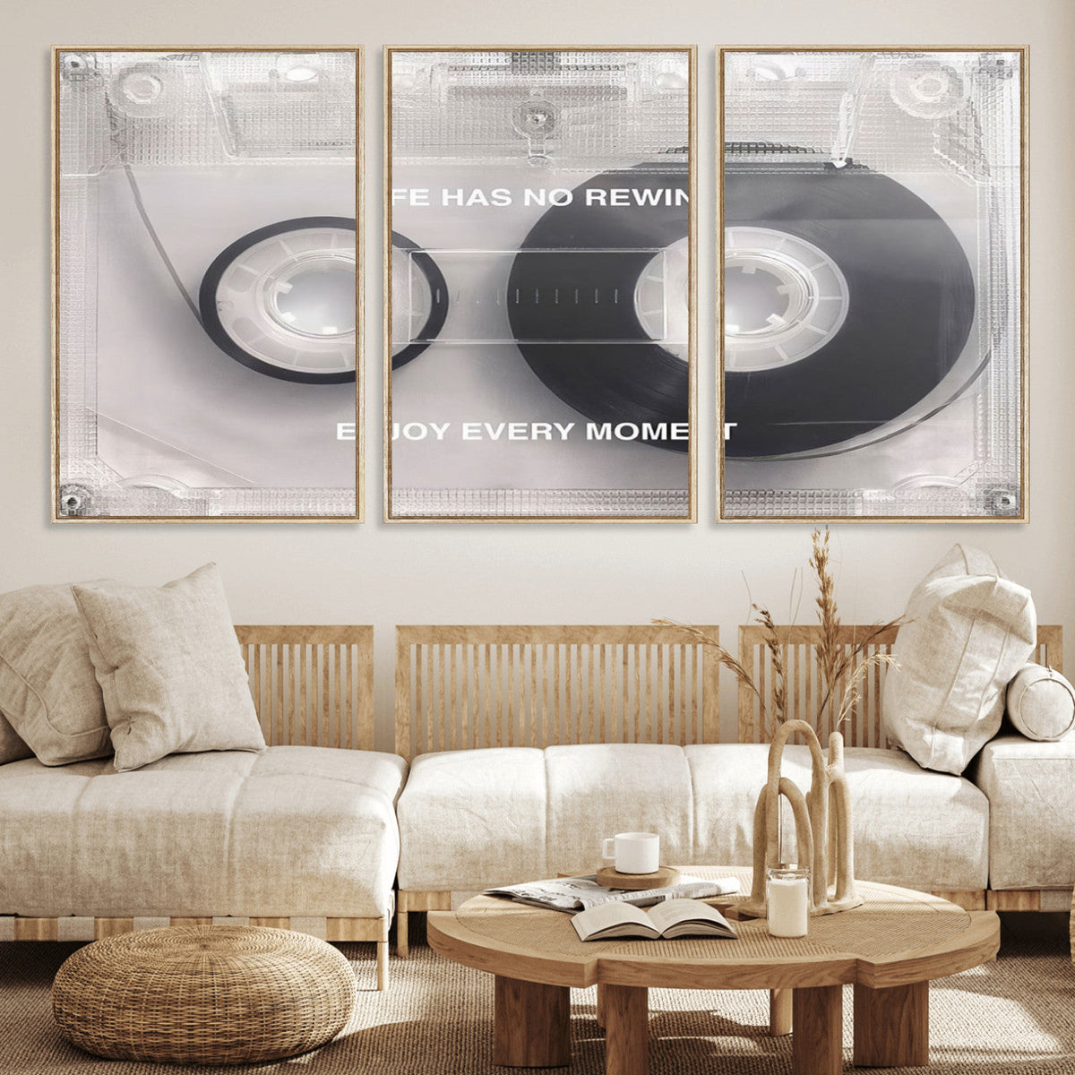 Vintage Cassette Tape Canvas Wall Art - Inspirational 'Life