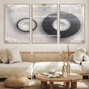 Vintage Cassette Tape Canvas Wall Art - Inspirational 'Life