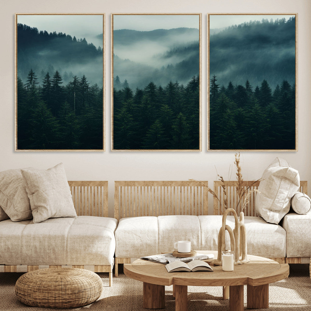 Captivating Misty Forest Wall Art Premium Canvas Print,