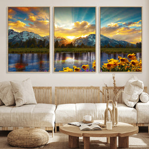 Grand Teton Park Sunrise Wall Art – Vibrant Landscape Canvas