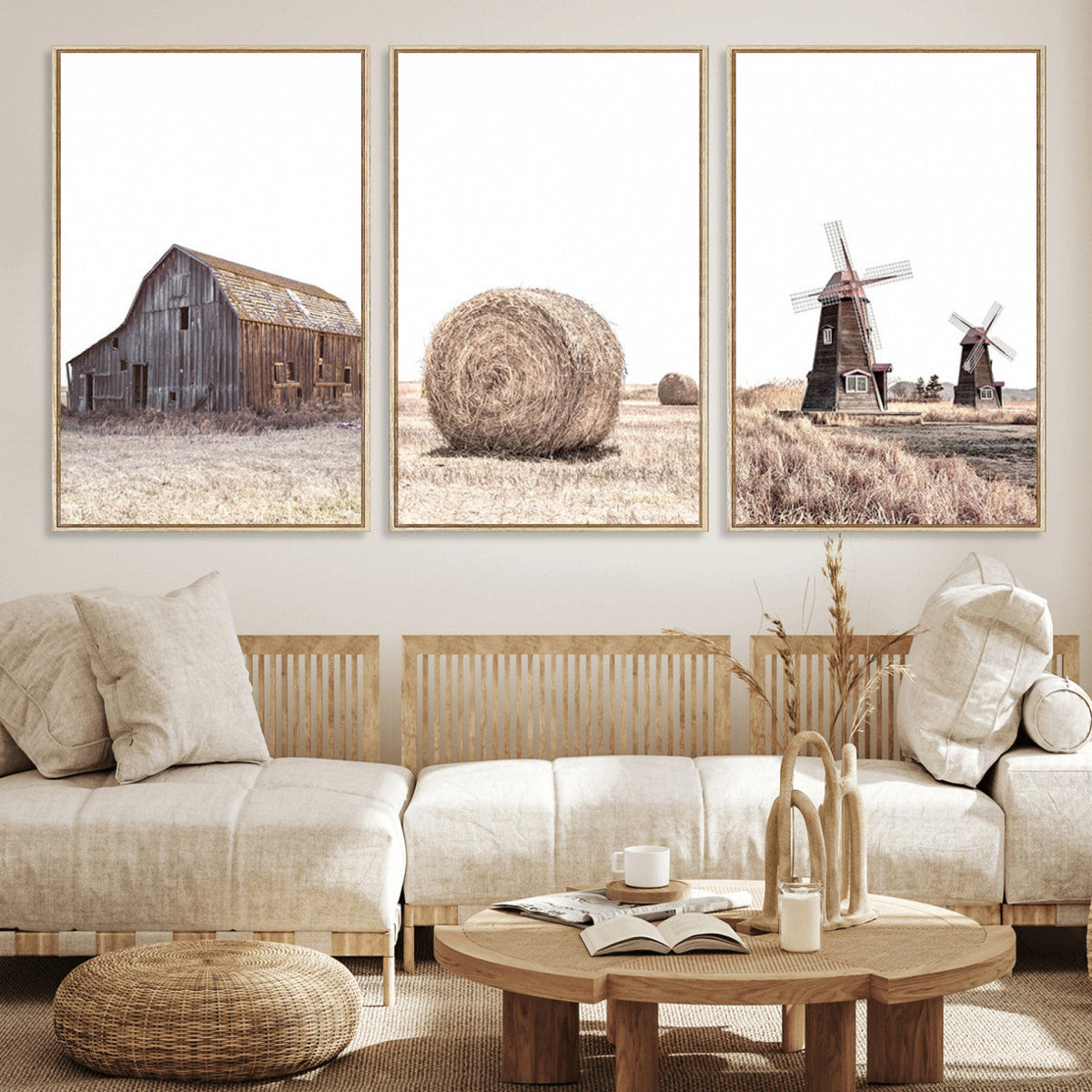 Farm Prints Set, Set of 3 Farmhouse Wall Art, Country House