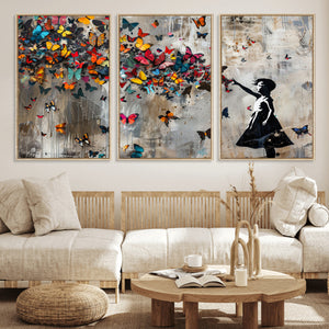 Banksy Wall Art - Banksy Girl and Butterfly Explosion Wall