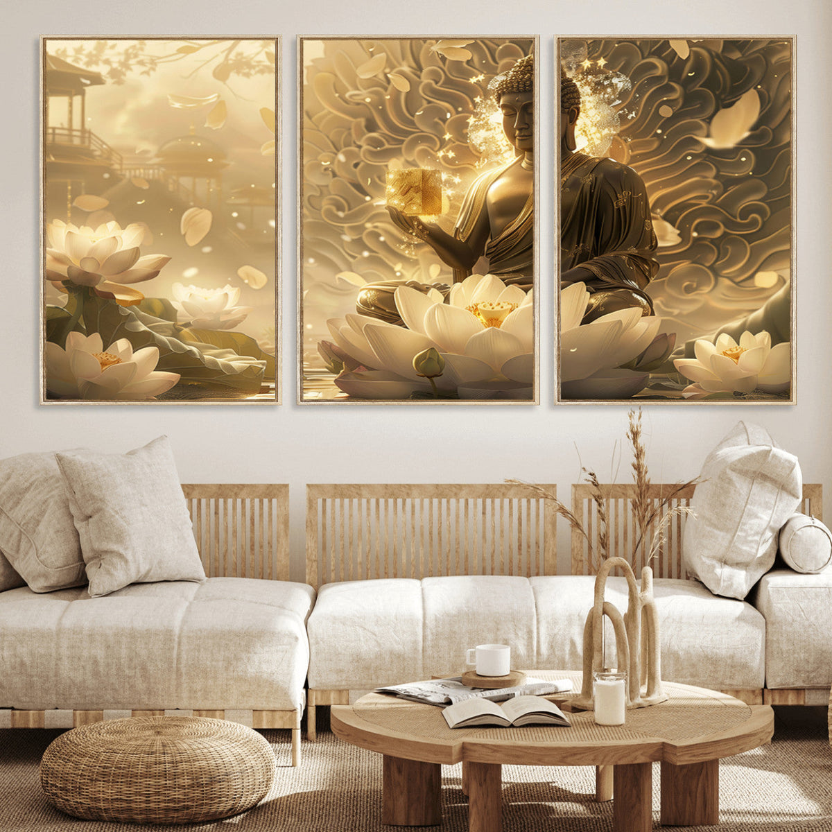 Golden Buddha Wall Art | Yoga Room Decor and Meditation Room