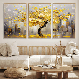 Golden Tree Canvas Print | Abstract Wall Art for Modern
