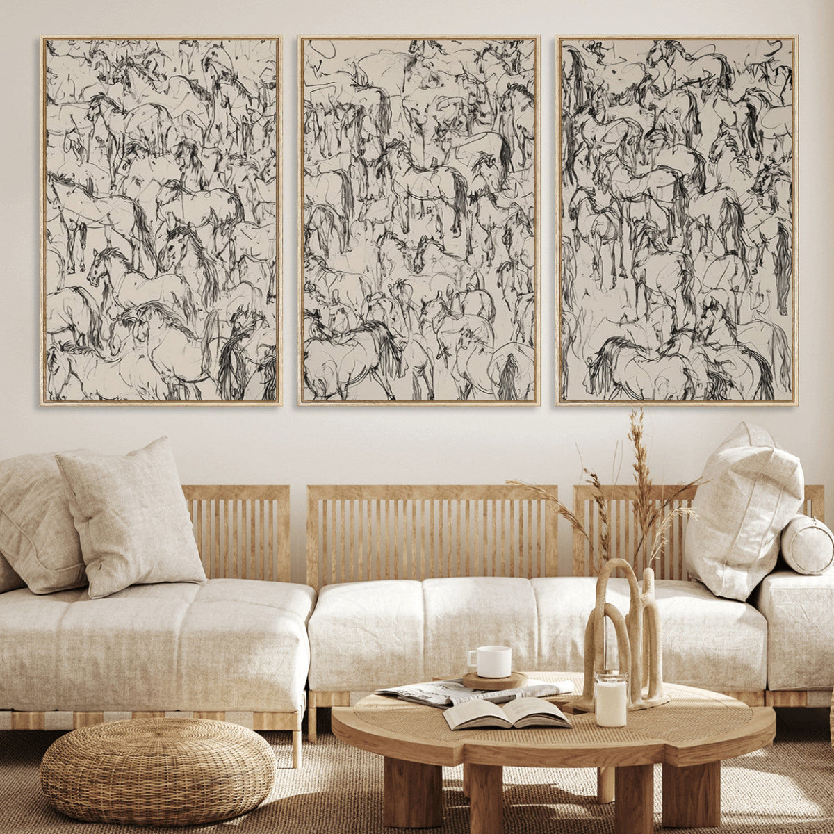 Abstract Horse Sketch Wall Art | Ready to Hang and Framed |