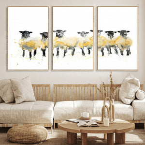 Farmhouse Wall Art Sheep Print | Ready to Hang Framed Canvas