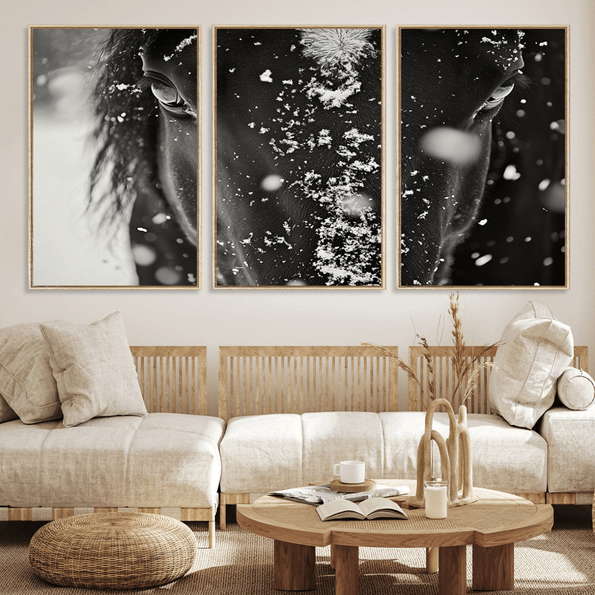 Winter Horse Snow Wall Art Canvas Print