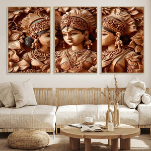 Indian Woman Statue Wall Art Canvas Print