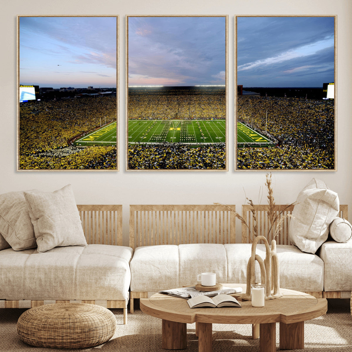 Michigan Stadium Wall Art Canvas Print, Vibrant Game Day