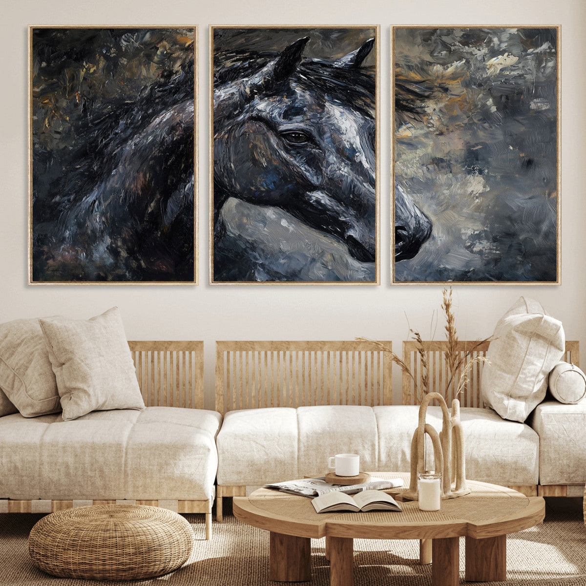 Large Abstract Horse Wall Art Canvas Print | Farmhouse Wall