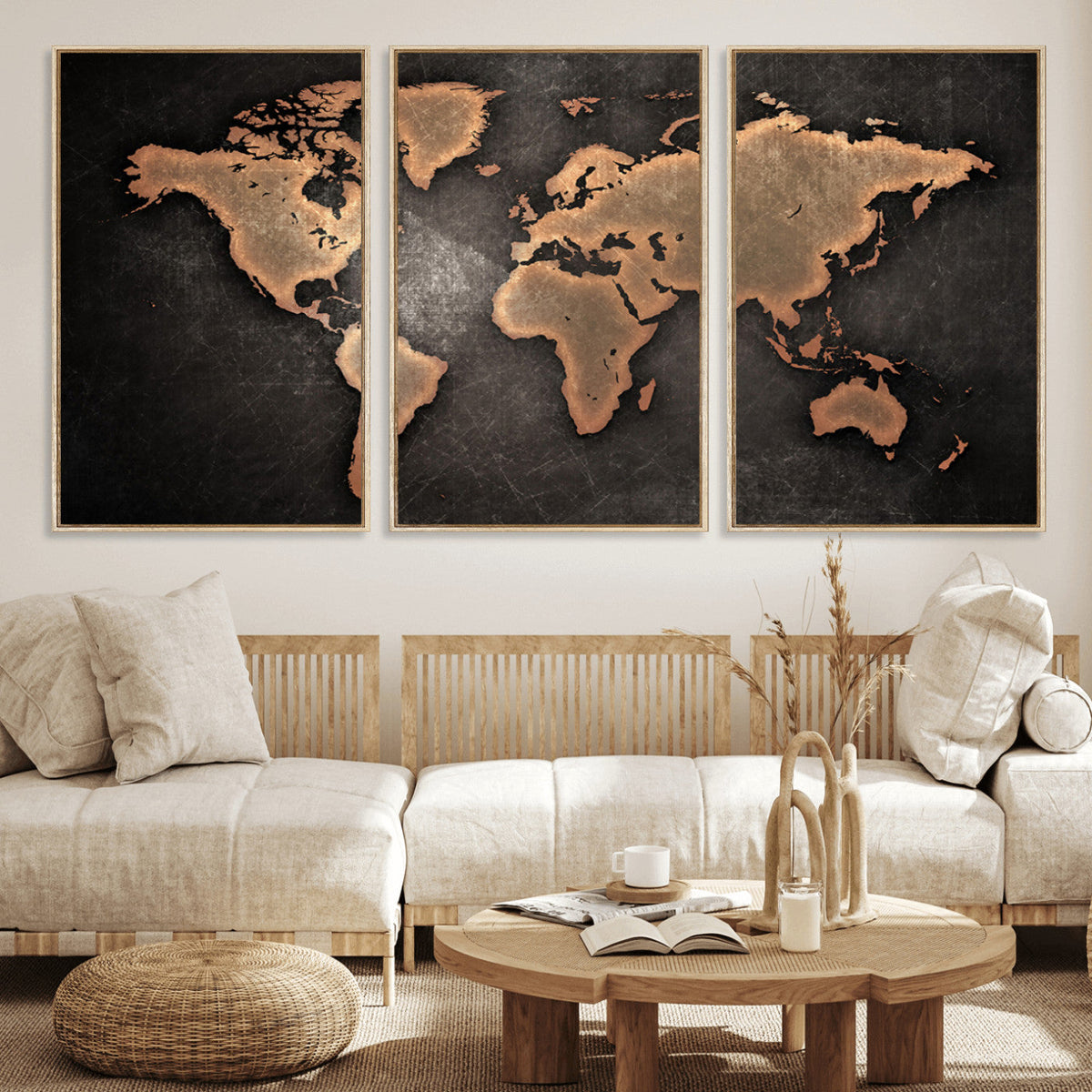 World Map Canvas Print – Framed Travel Map Wall Art for