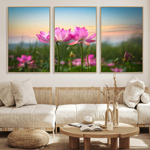 Pink Flower on the Mountain Canvas Print, Framed Pink Flower