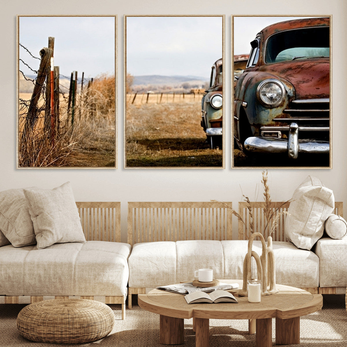 Old Rustic Classic Car Wall Art Canvas Print