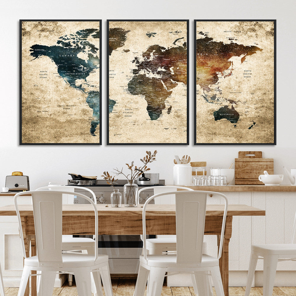 World Map Canvas Print – Detailed Map of the World Wall Art