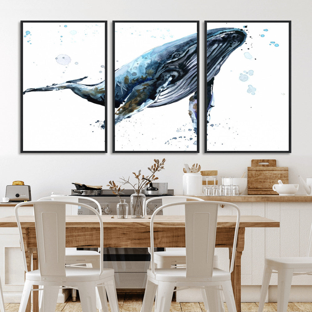 Watercolor Whale Wall Art Canvas Print