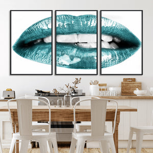 Blue Lips Wall Art Canvas Print