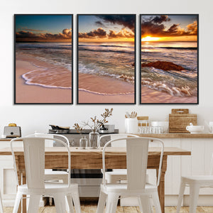 Sunset on Ocean Wall Art Canvas Print