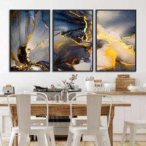 Large Abstract Wall Art Print -  Gold and Blue Abstract