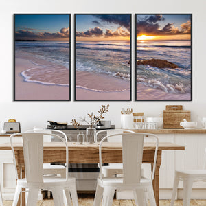 Sea Ocean Sunset Beach Wall Art Canvas Print