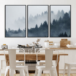Foggy Pine Forest Wall Art Canvas Print