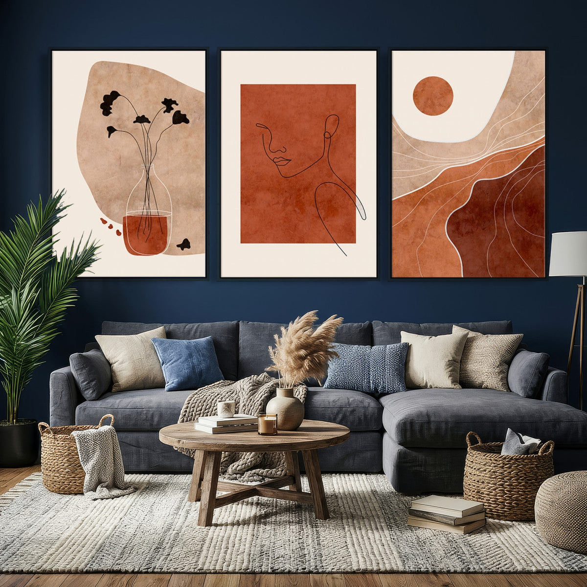 Boho Sunset Mountain Canvas Print, Modern Boho Sunset