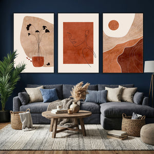 Boho Sunset Mountain Canvas Print, Modern Boho Sunset