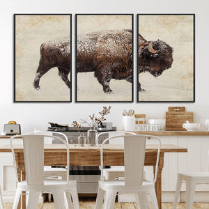 Buffalo Wall Art, Western Bison Canvas Print, Rustic Buffalo