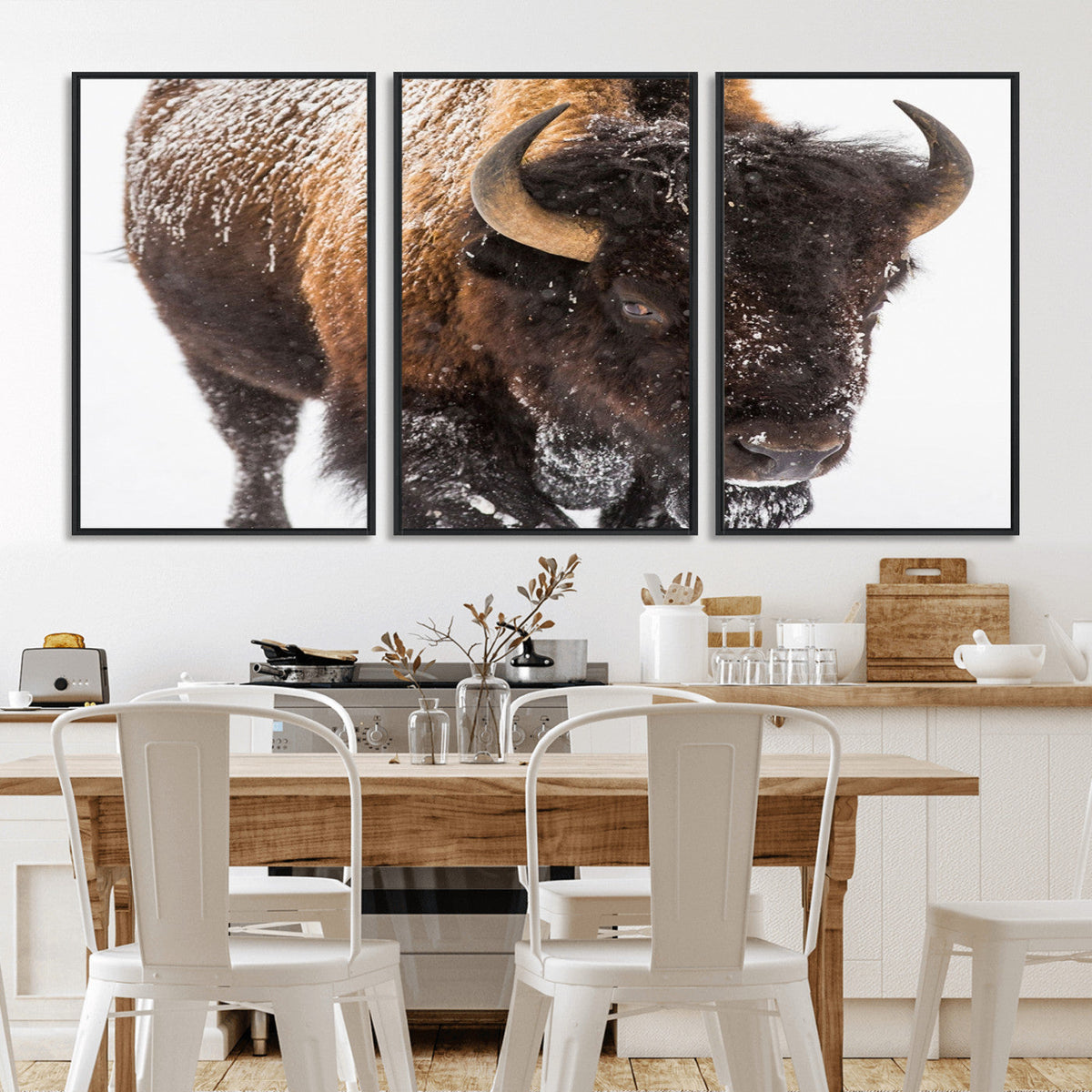 Bison Wall Art Canvas Print For Farmhouse, Wild Animal Wall