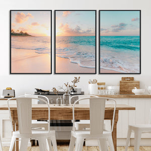 Beach Sunrise Wall Art, Coastal Seascape Canvas Print, Ocean