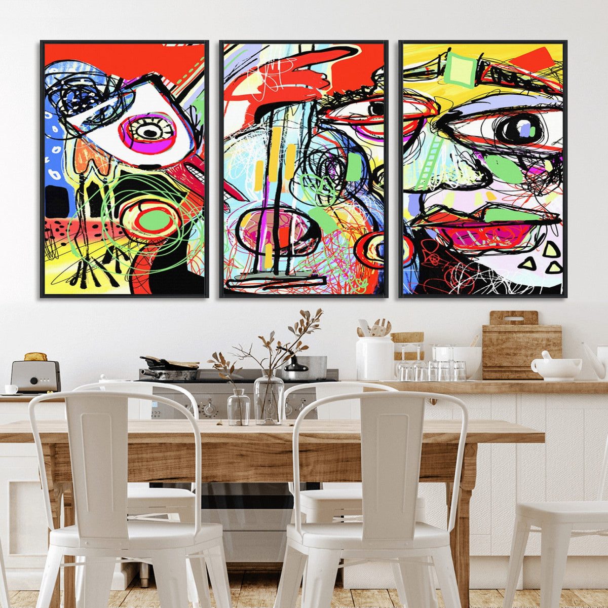 Picasso Style Art Abstract Canvas Wall Art Print , Colorful