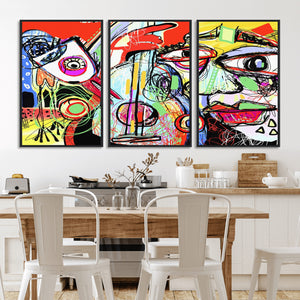 Picasso Style Art Abstract Canvas Wall Art Print , Colorful
