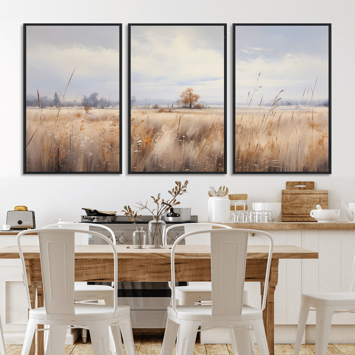 Golden Fields Wall Art Print Canvas – Serene Landscape of