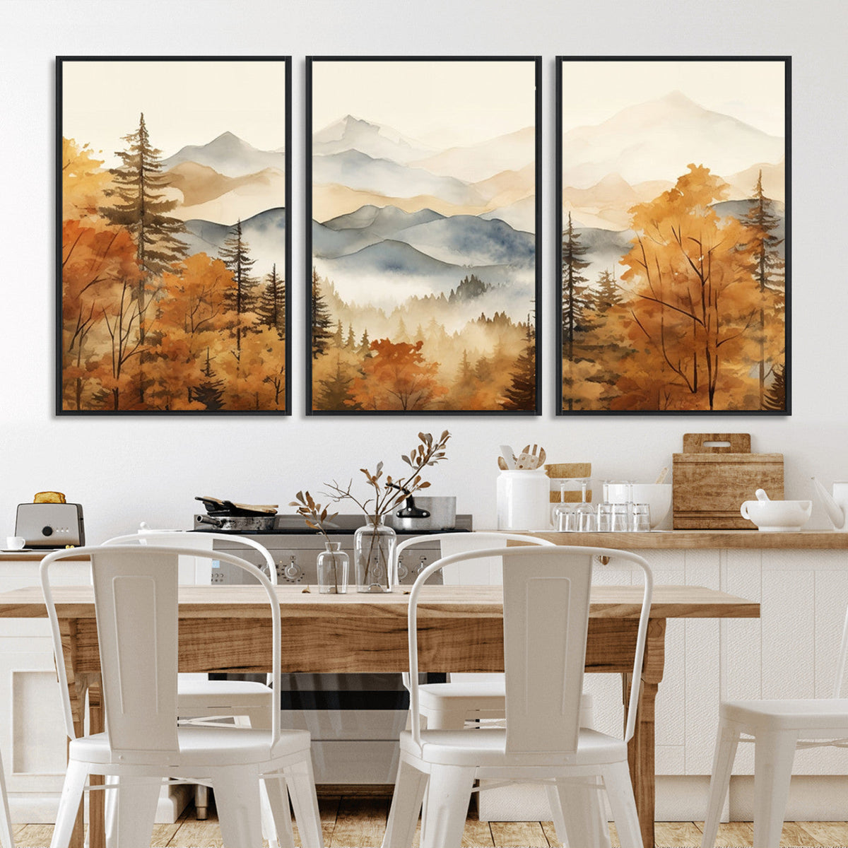 Golden Autumn Forest Wall Art Canvas | Mountain Landscape