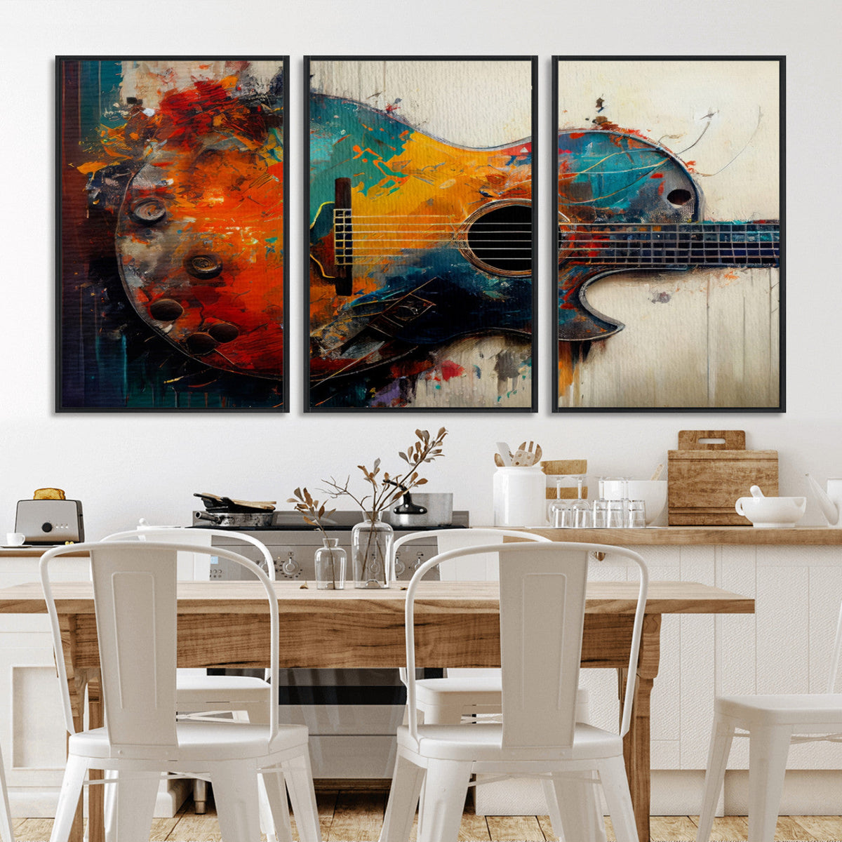 Abstract Guitar Wall Art Canvas | Vibrant Music-Inspired Art