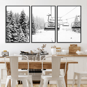 Ski Wall Art - Ski Lift Wall Art Canvas Print Snow Covered