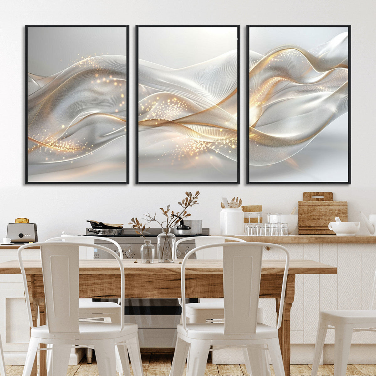 Abstract art Grey and Gold Lines Wall Art
