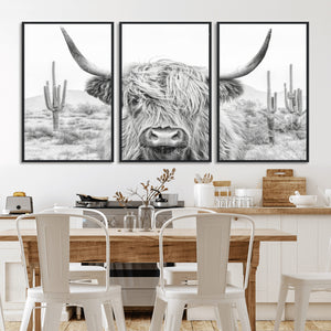 Rustic Charm | Cow Longhorn Black White Bighorn Wall Art