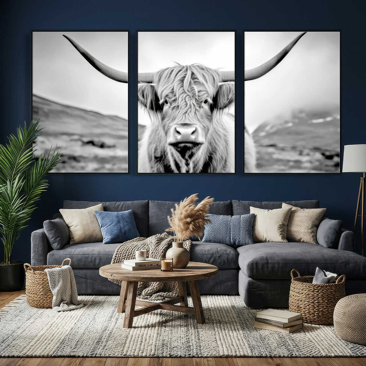 Scottish Cow Wall Art Canvas Print
