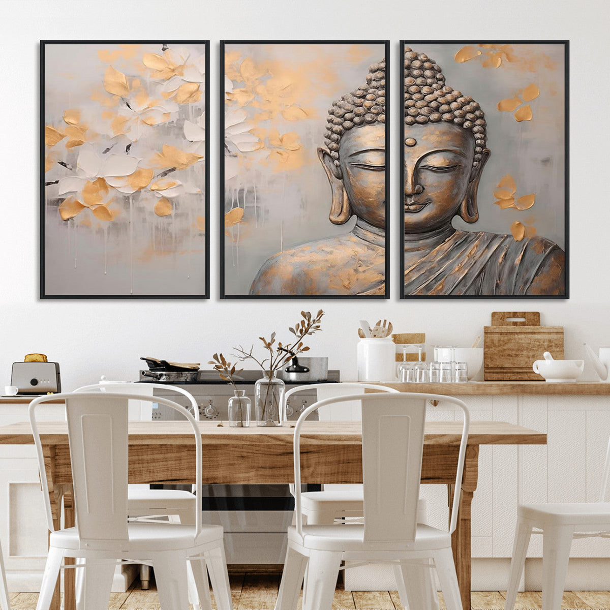 Abstract Buddha Statue Wall Art Canvas Print - Modern