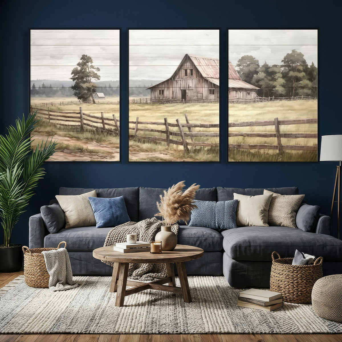 Rustic Farmhouse Barn Wall Art | 3-Panel Framed Gallery Wrap