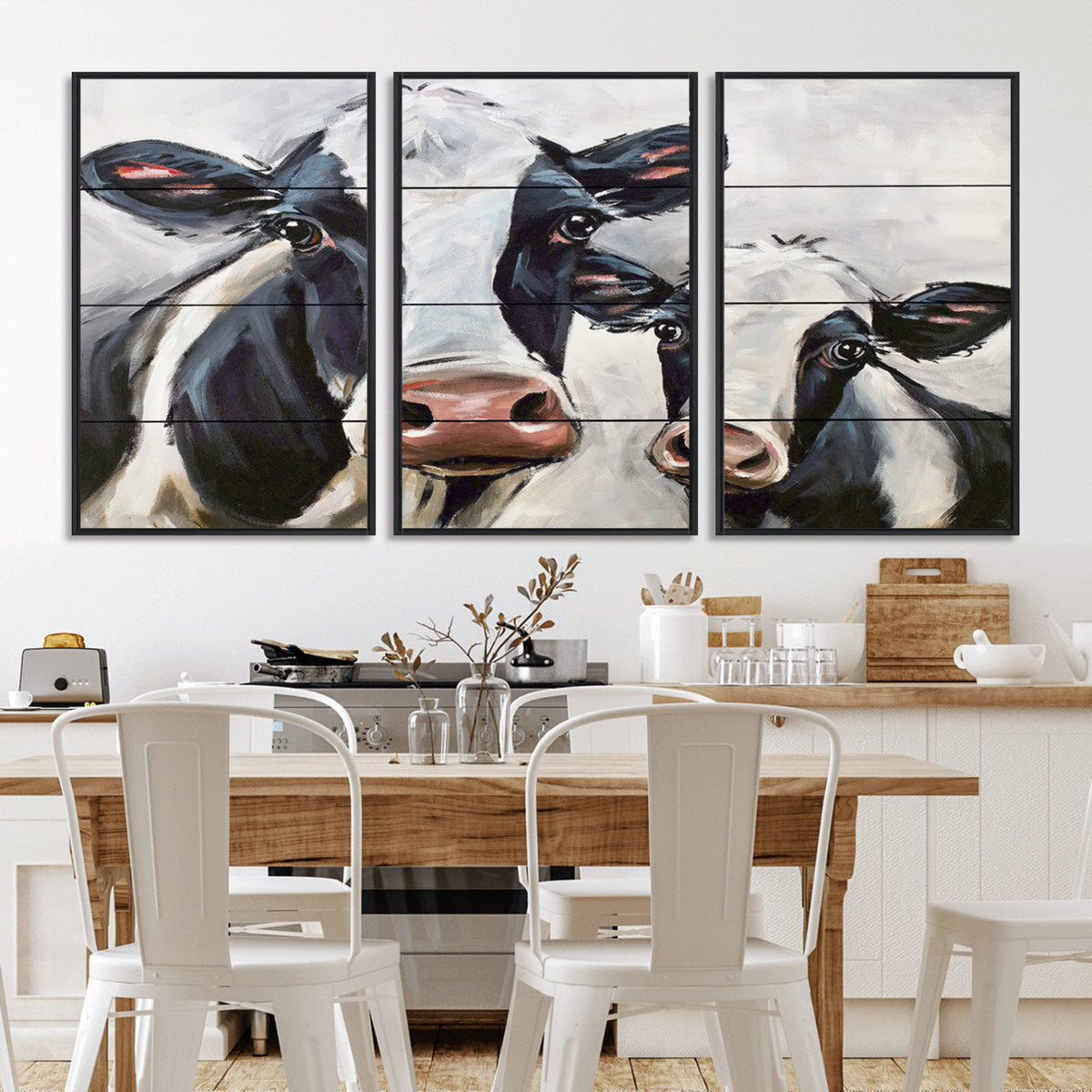 Vintage Baby and Mom Cattle Wall Art Canvas Print