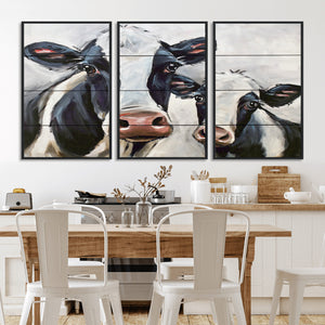 Vintage Baby and Mom Cattle Wall Art Canvas Print
