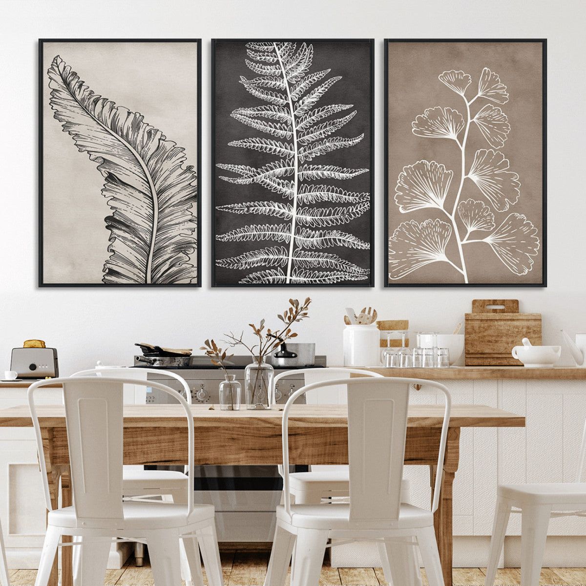 Minimalist Botanical Wall Art Canvas Print, Framed and Ready
