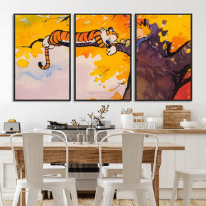Calvin and Hobbes Tree Scene Canvas Print | 3 Panel Large