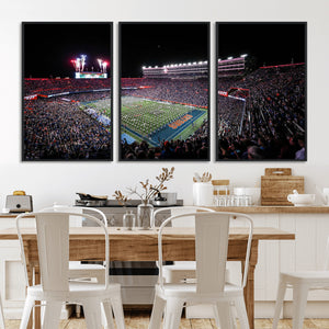 Ben Hill Griffin Stadium Night Game Triple Canvas Wall Art -